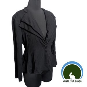 y2k Hybrid & Co Black V-Neck Flare Jacket S M Whimsigoth Goth Grunge U1